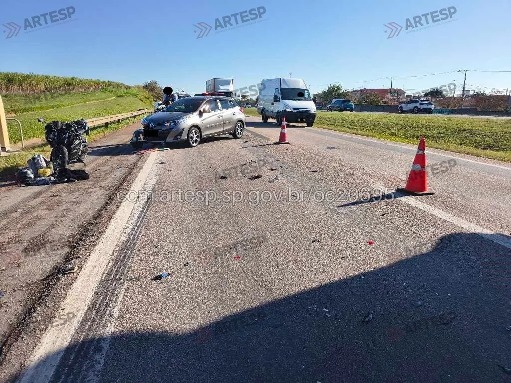 Motociclista fica gravemente ferido em acidente na SP-075, em Salto